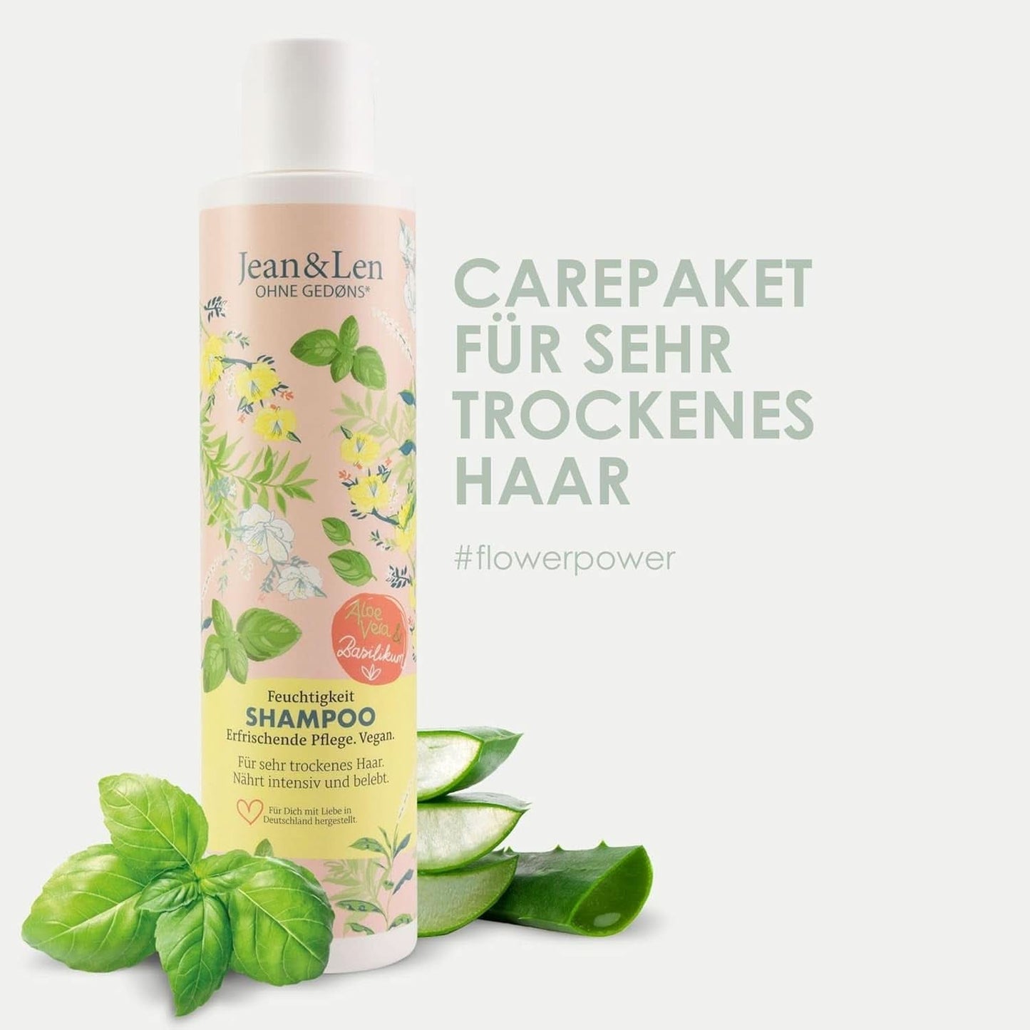 Șampon hidratant Jean & Len Aloe Vera & Busuioc, pentru păr foarte uscat, 300 ml Duș și baie Naty Shop
