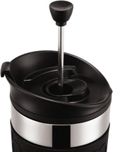 Cafetieră Bodum K11067-01 Travel Press din oțel inoxidabil, neagră, cu capac de schimb, 350 ml
