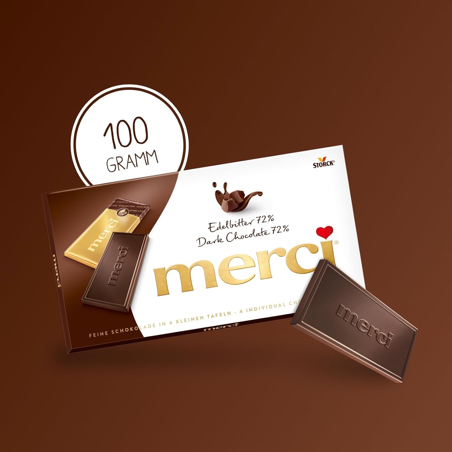 Batoane de ciocolată neagră 72% – 5 x 100 g – Cele mai fine pătrățele de ciocolată neagră – Ciocolată învelită în folie aurie