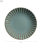 Set de veselă MÄSER 931964 Confino Series pentru 4 persoane, aspect vintage modern, set combinat din ceramică, 20 de piese, culoare petrol cu accente negre, gresie