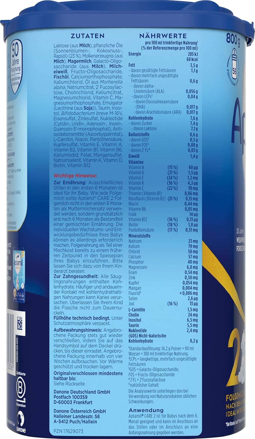 Aptamil Care 2 – Potrivit și pentru bebelușii născuți prin cezariană – 1 x 800 g