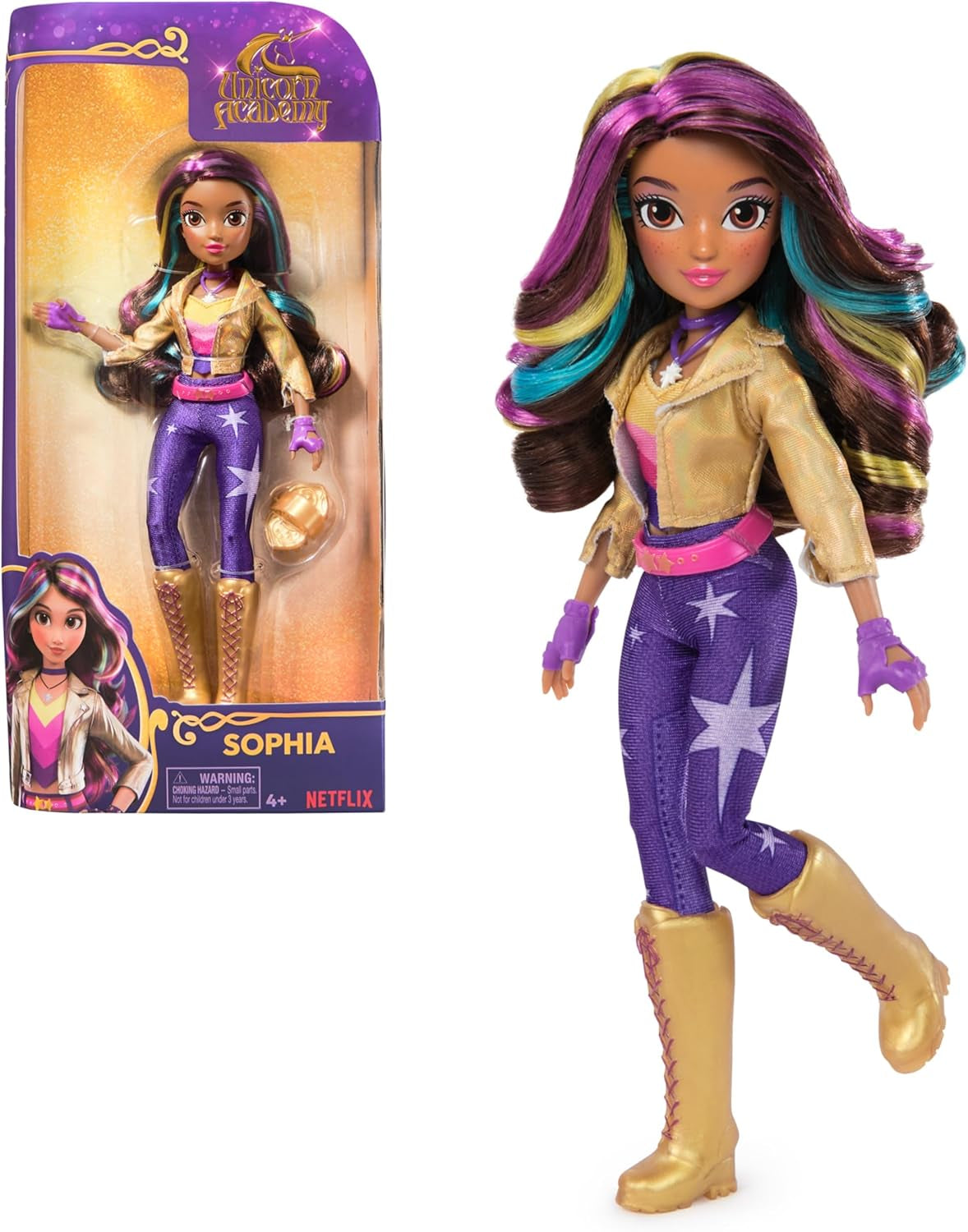 Unicorn Academy Deluxe Masked Ball Sophia - păpușă de 24 cm din popularul serial Netflix cu 2 ținute, dress-up clasic și joc de rol, vârsta 4+ Papusi Naty Shop Îmbrăcarea păpușii Sophia