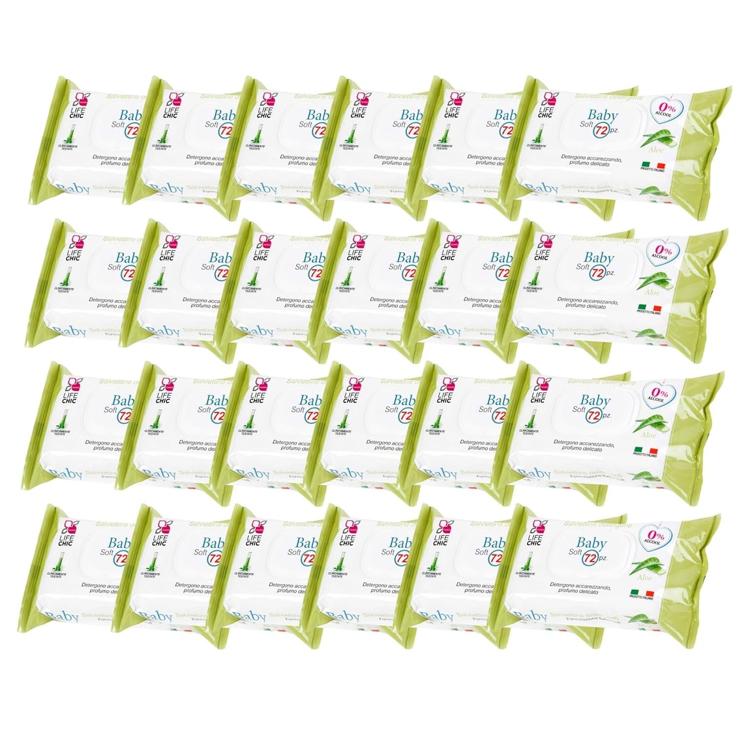 Șervețele umede pentru bebeluși cu aloe, pentru piele sensibilă, fără alcool, prietenoase cu pielea, pH 5,5, parfumate ușor, 1728 bucăți (24 pachete)
