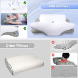 SAHEYER Pernă pentru gât, 2 în 1 Pernă ergonomică pentru susținerea gâtului și pernă pentru rularea gâtului, pernă ortopedică pentru dormitul lateral, pernă din spumă de memorie pentru dormitul lateral, dorsal și abdominal Perne ortopedice cervicale Naty Shop