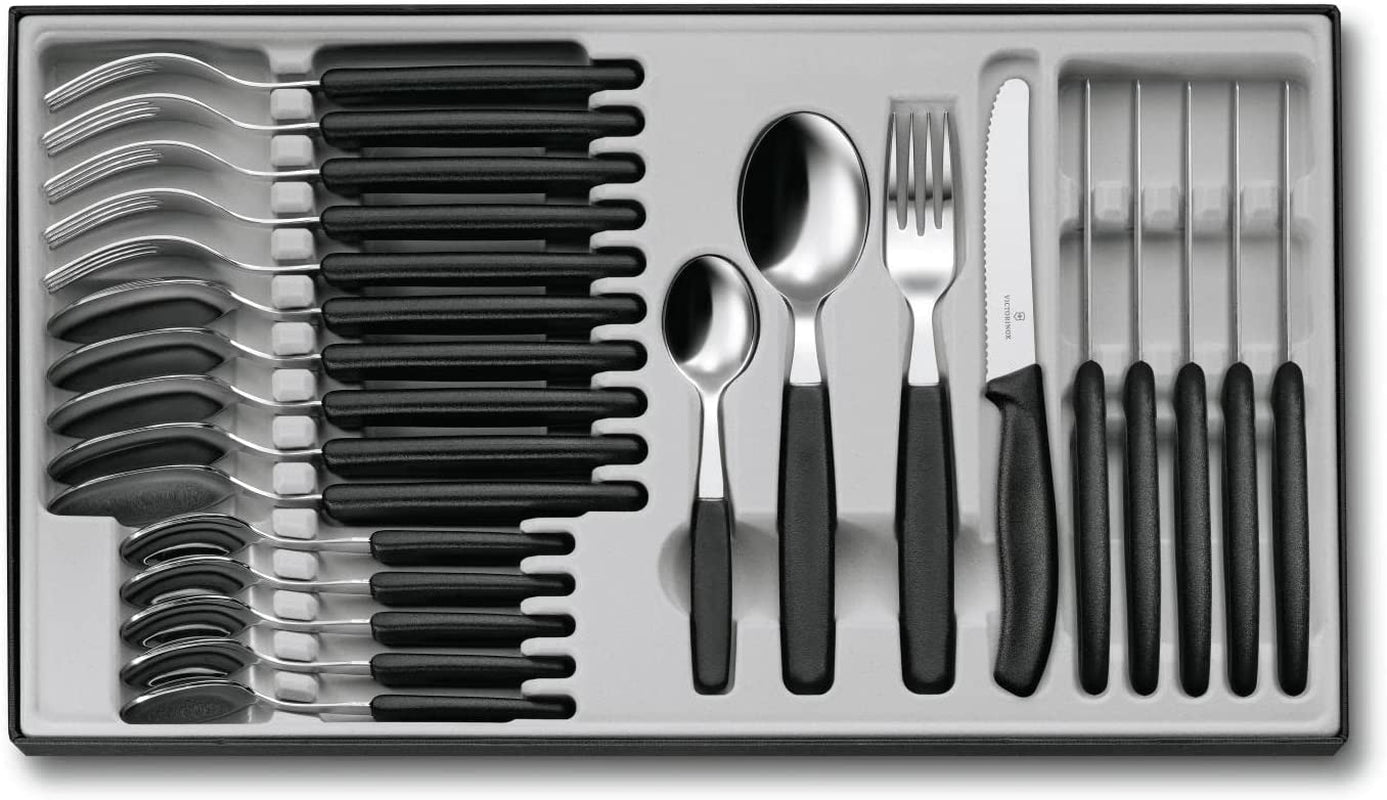 Victorinox Swiss Classic, tacâmuri profesionale, 24 piese, lamă foarte ascuțită, margine zimțată, oțel inoxidabil Naty Shop Single