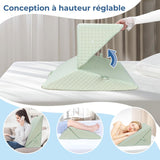 Pernă cu pană INFANZIA pentru pat, pernă de colț, pernă triunghiulară, pliabilă, fabricată din spumă cu memorie, pentru apnee în somn, reflux acid, ridicarea picioarelor, citit, verde