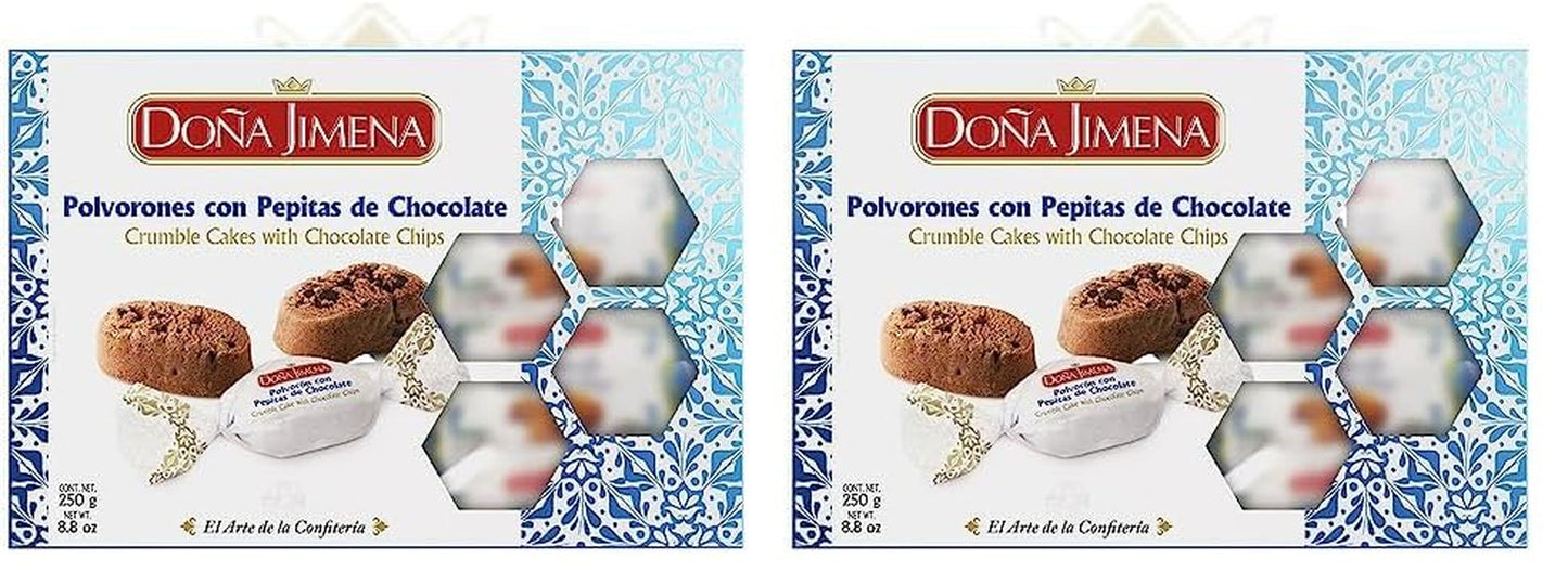 – Polvorones de ciocolată cu bucăți de ciocolată, cea mai înaltă calitate, biscuiți tipici de Crăciun, rețetă artizanală, 250 g (pachet de 2)