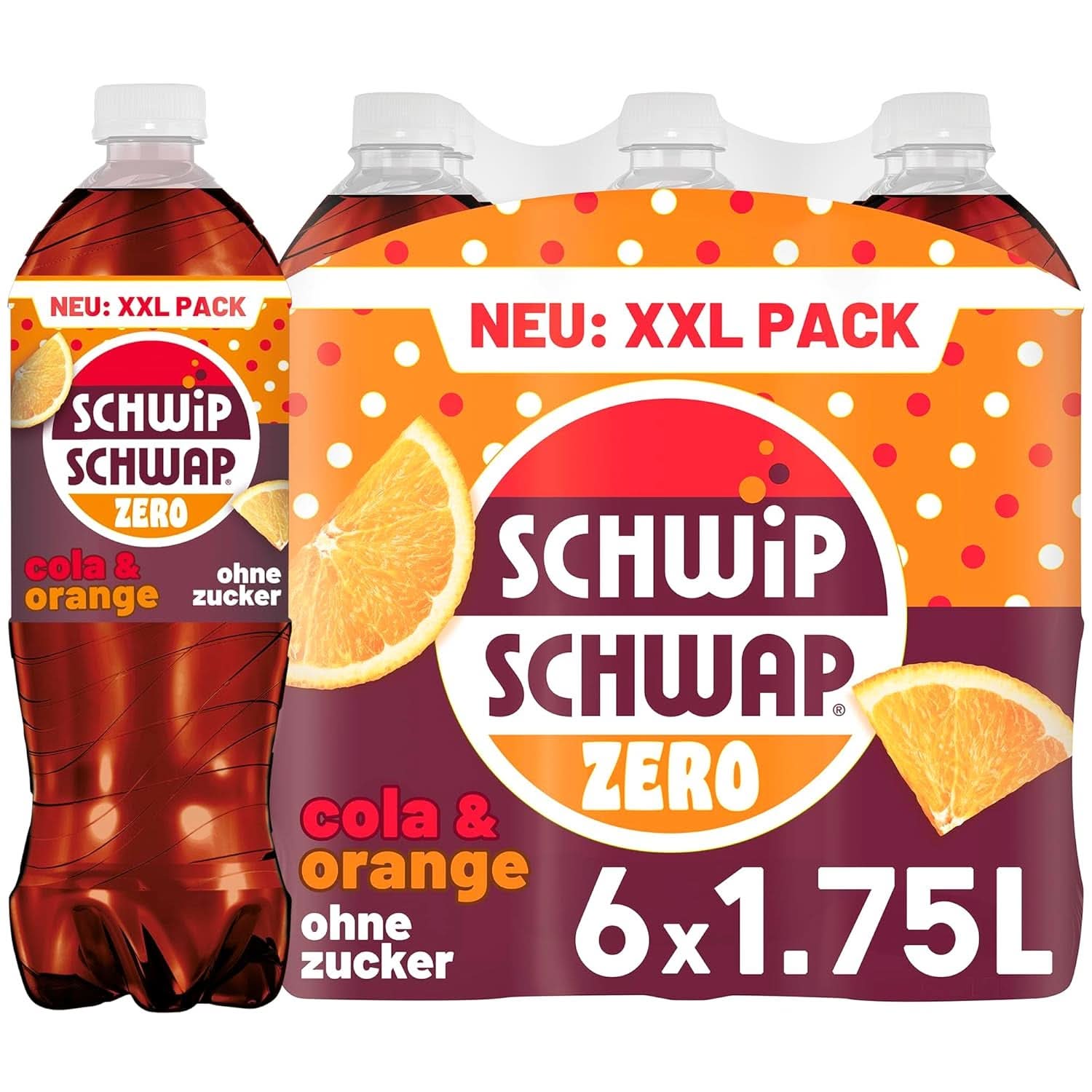 SCHWIPSCHWAP ZERO - XXL PACK - Băutură răcoritoare de cola cofeinizată cu portocale, set 6 x 1,75 litri Naty Shop Default Title
