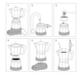 Espressor Cilio Classico pentru 6 cești | electric 480W | Ø 11,5 cm Înălțime: 25 cm | aluminiu | roșu | plită integrată | cu funcție de menținere a căldurii și filtru reductor | pentru călătorii sau camping