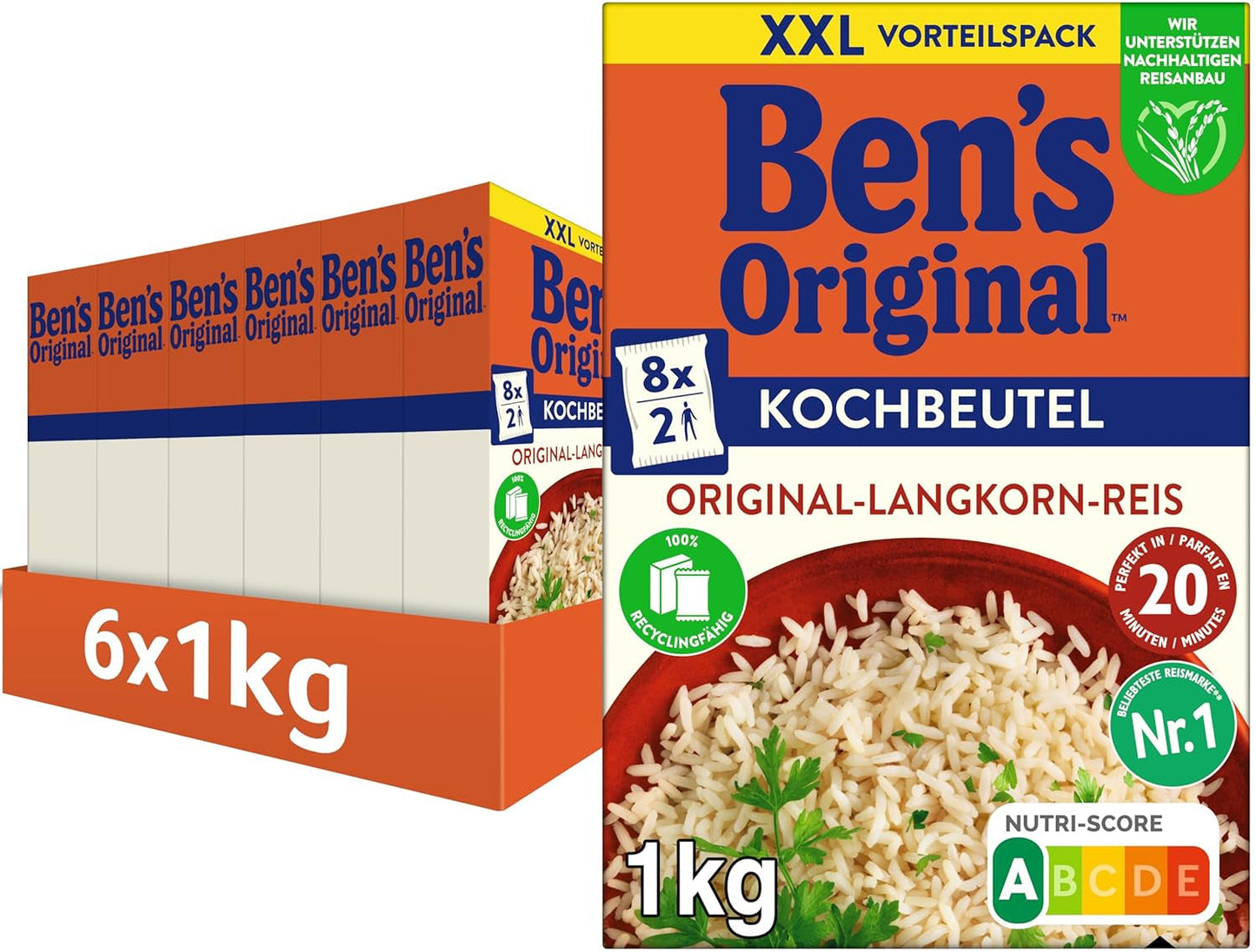 Orez cu bob lung BEN'S ORIGINAL™, fiert în pungă, 9 x 500 g, 20 de minute