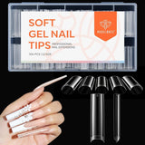 Modelones Tips Unghii 216 Piese - Set Tips Unghii Acoperire Completă, Set Tips Gel Moale, Tips Unghii Rășină PMMA Pre-Lustruire, Unghii Artificiale pentru Lipire pe Nail Art DIY, Migdale Scurte XS