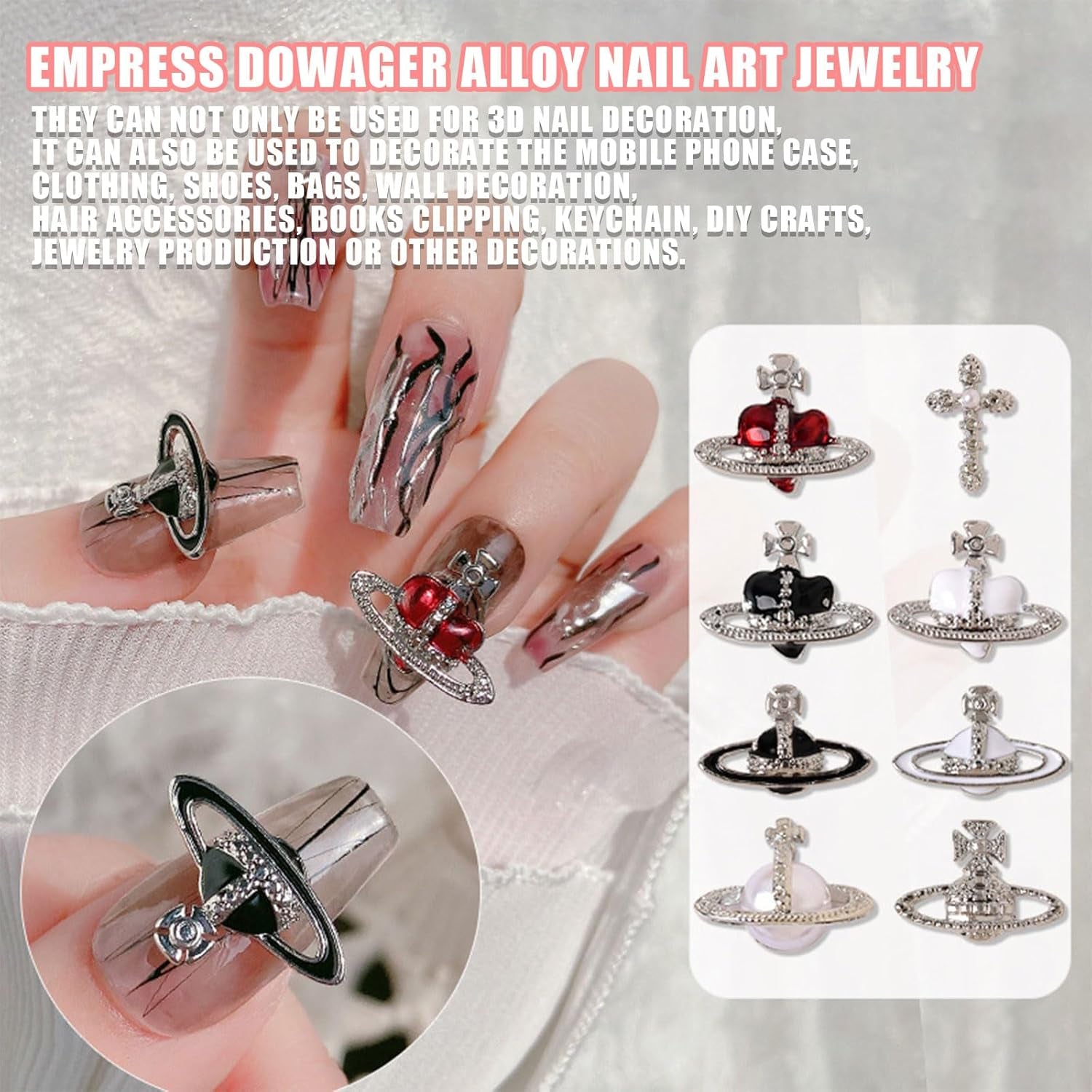 Planet Nail Art Charms, 32 Stück Saturn Form Nagel Edelsteine Für Acrylnägel, Glänzender Nagel Strasssteines Mädchen Nail Art DIY Handwerk Dekoration Zubehör