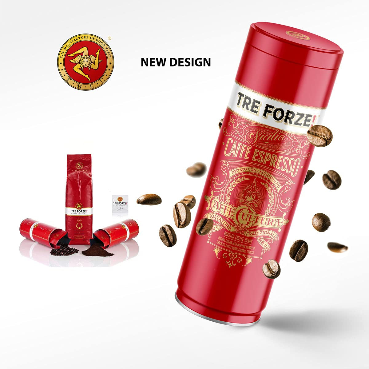 Espresso Caffè - Boabe de espresso - Prăjite tradițional la foc de lemne de măslin, lucrate manual în Sicilia - Boabe de cafea premium 250g pentru aparate de cafea complet automate și aparate cu portafiltru