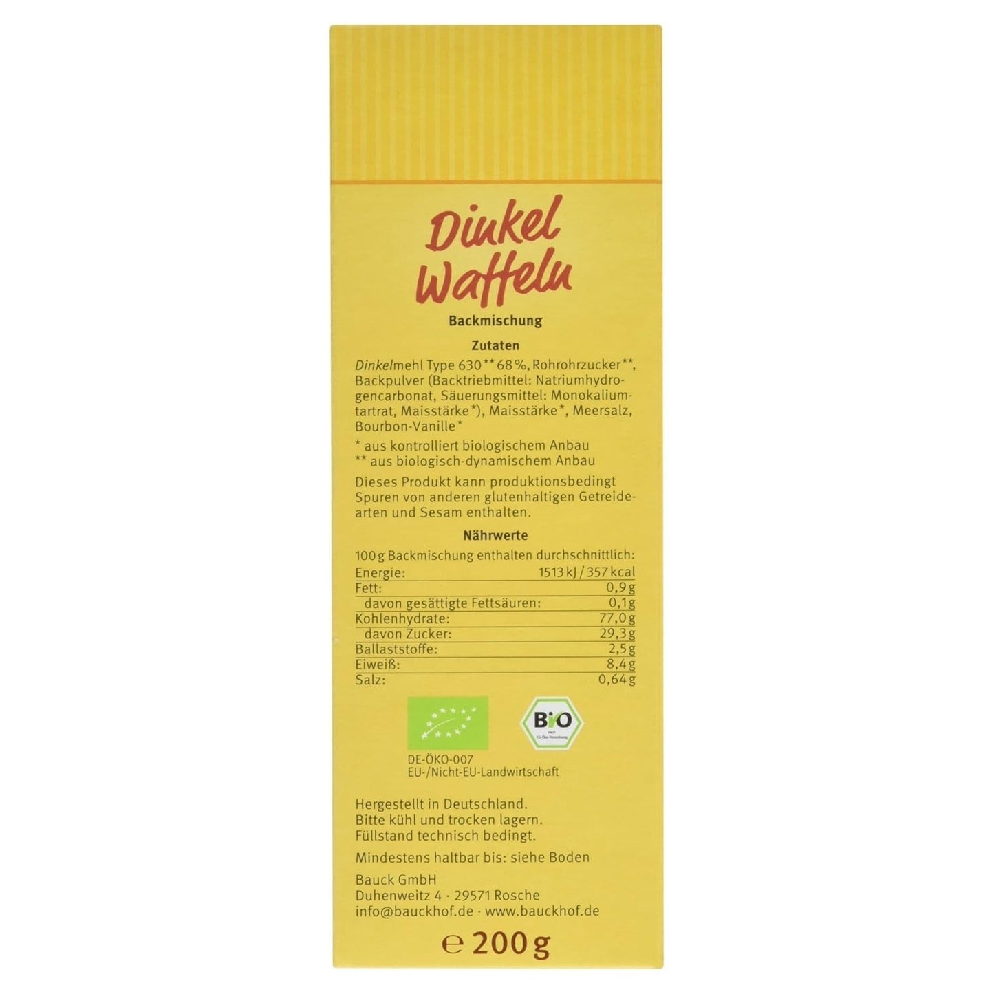 Demeter Bauck Hof Bio Dinkel Waffeln, 200 G Amestec pentru copt si gatit Naty Shop