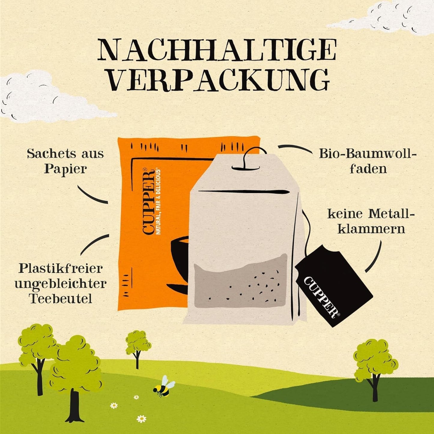 CUPPER Ceai de fructe bio „Orange & Lemon Infusion”, 20 pliculețe de ceai nealbite, ecologic, comerț echitabil