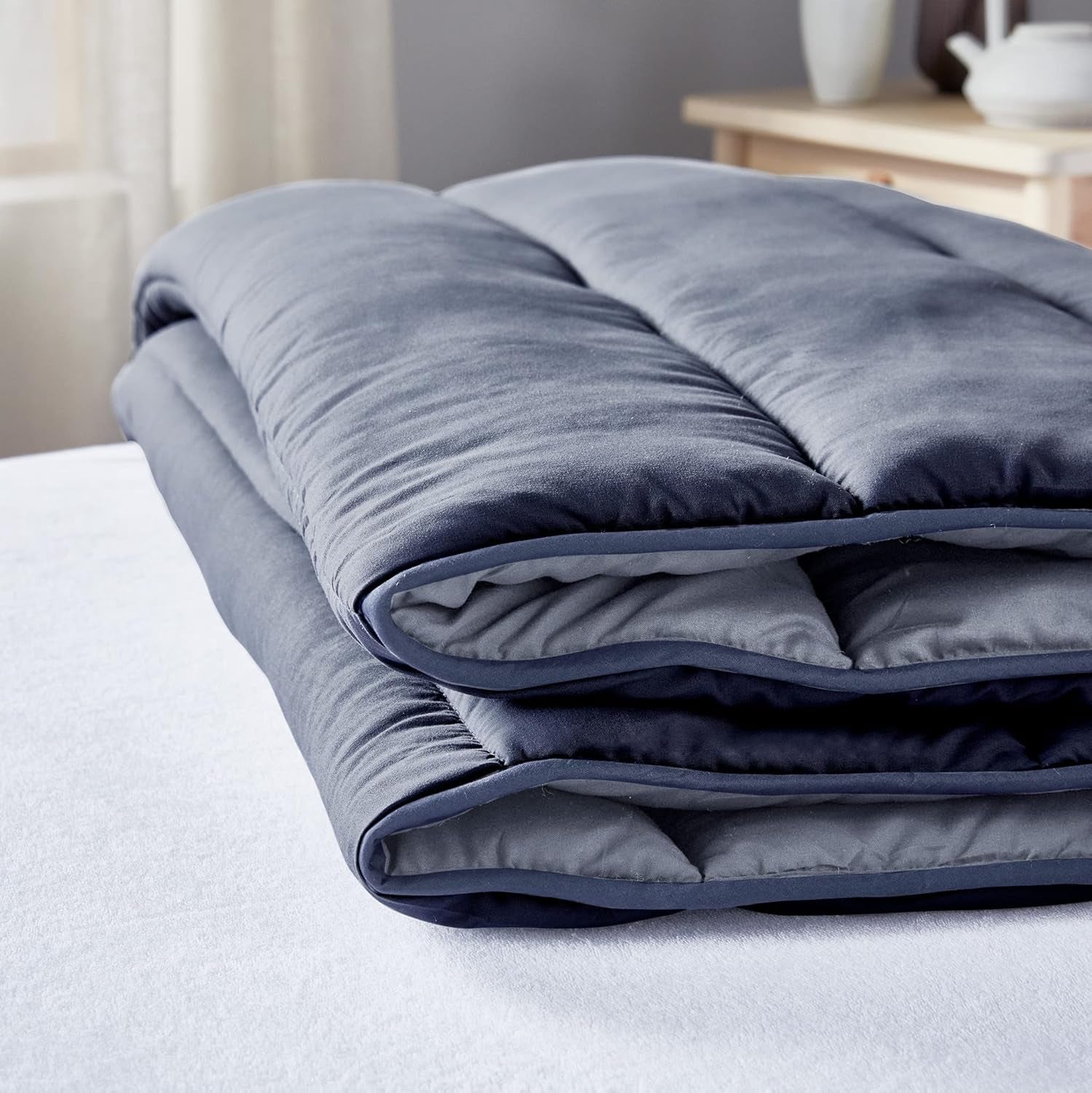 Pikolin Home - Plapumă reversibilă 300 G - Umplutură nordică bicoloră - Pentru pat 150 - Cosy, cald, respirabil, galben muștar, 240 X 220 Cm Plapumi si pilote Naty Shop