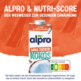 Alpro Kokosnussdrink ohne Zucker – Ohne Süßstoffe – Vegan und milchfrei – Von Natur aus laktosefrei und fettarm – Reich an Calcium und Vitaminen – 8 x 1 L