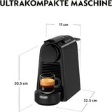 Espressor cu capsule Nespresso De'Longhi Essenza Mini, negru | Presiune pompă 19 bar | Rezervor de apă 0,6 l | Pentru espresso și lungo | Espressor mic – Momente mari de cafea | EN85.B