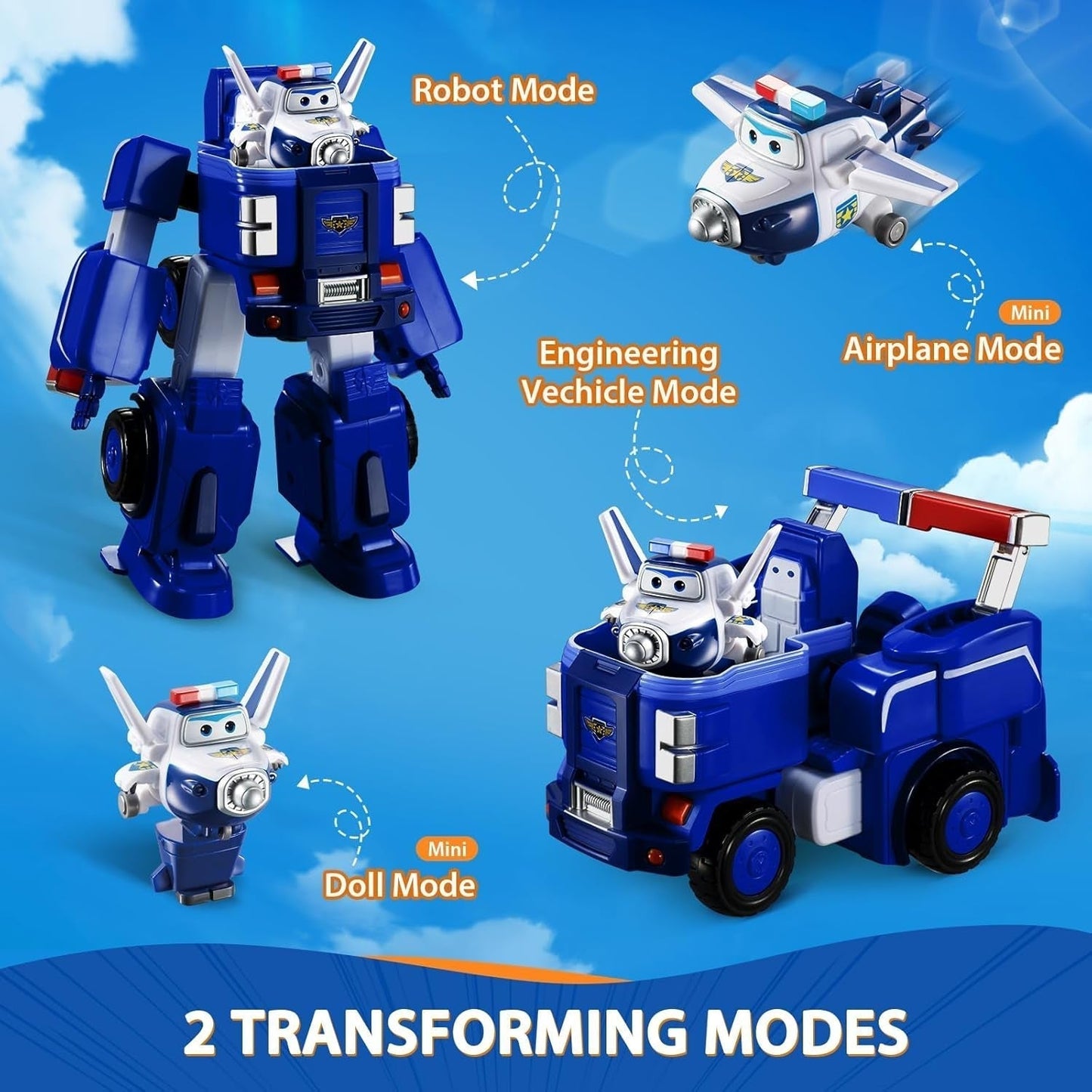 SUPER WINGS - VEHICUL ROBOT CONVERTIBIL "PAUL'S CRUISER" 18 Cm + 1 FIGURĂ 5 Cm - Mașină și avion de jucărie Transform-A-Bots din serialul animat - Jucării pentru copii peste 3 ani Action figures Naty Shop