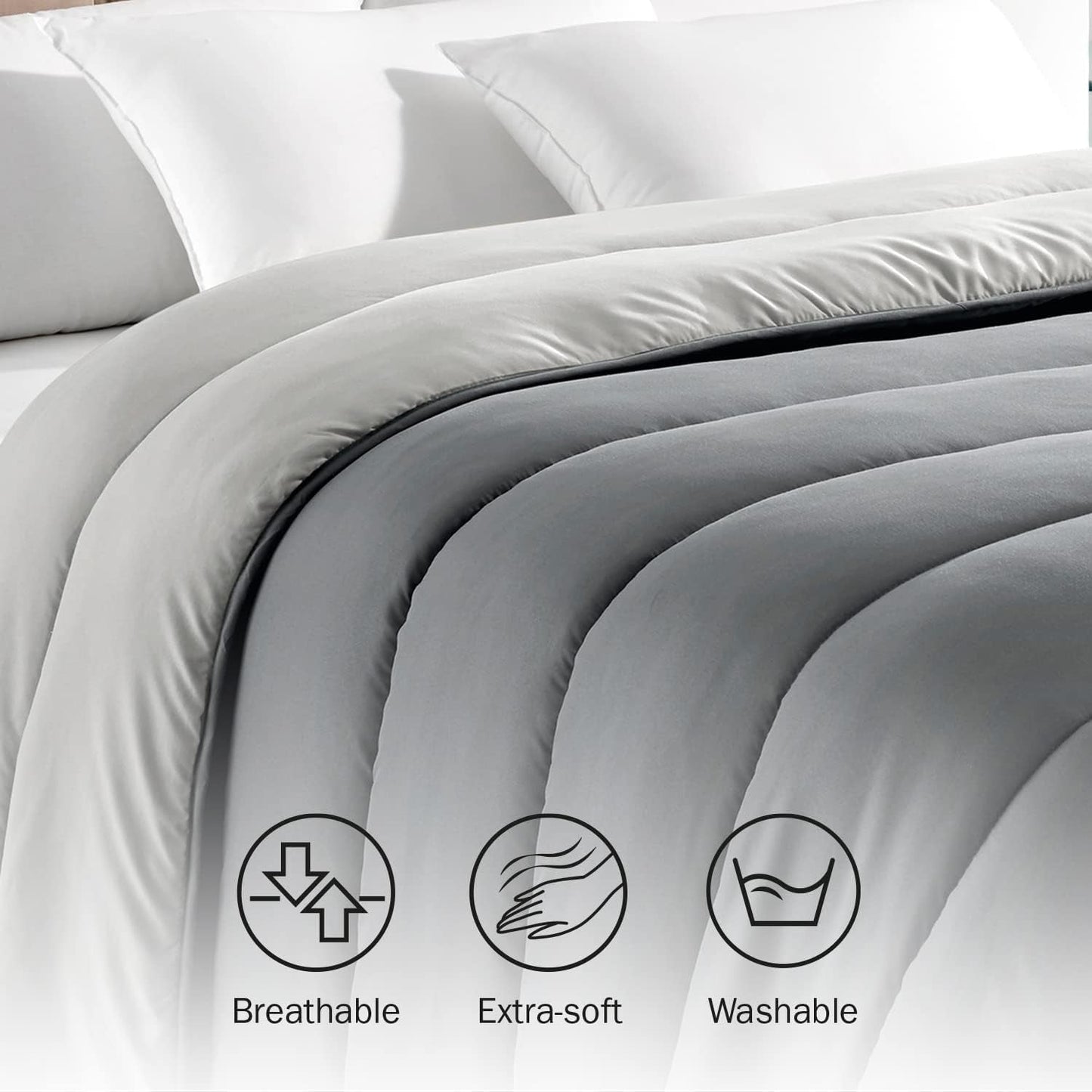 Pikolin Home - Plapumă reversibilă 300 G - Umplutură nordică bicoloră - Pentru pat 90 - confortabilă, caldă, respirabilă, albastru marin, 140 X 200 cm Plapumi si pilote Naty Shop