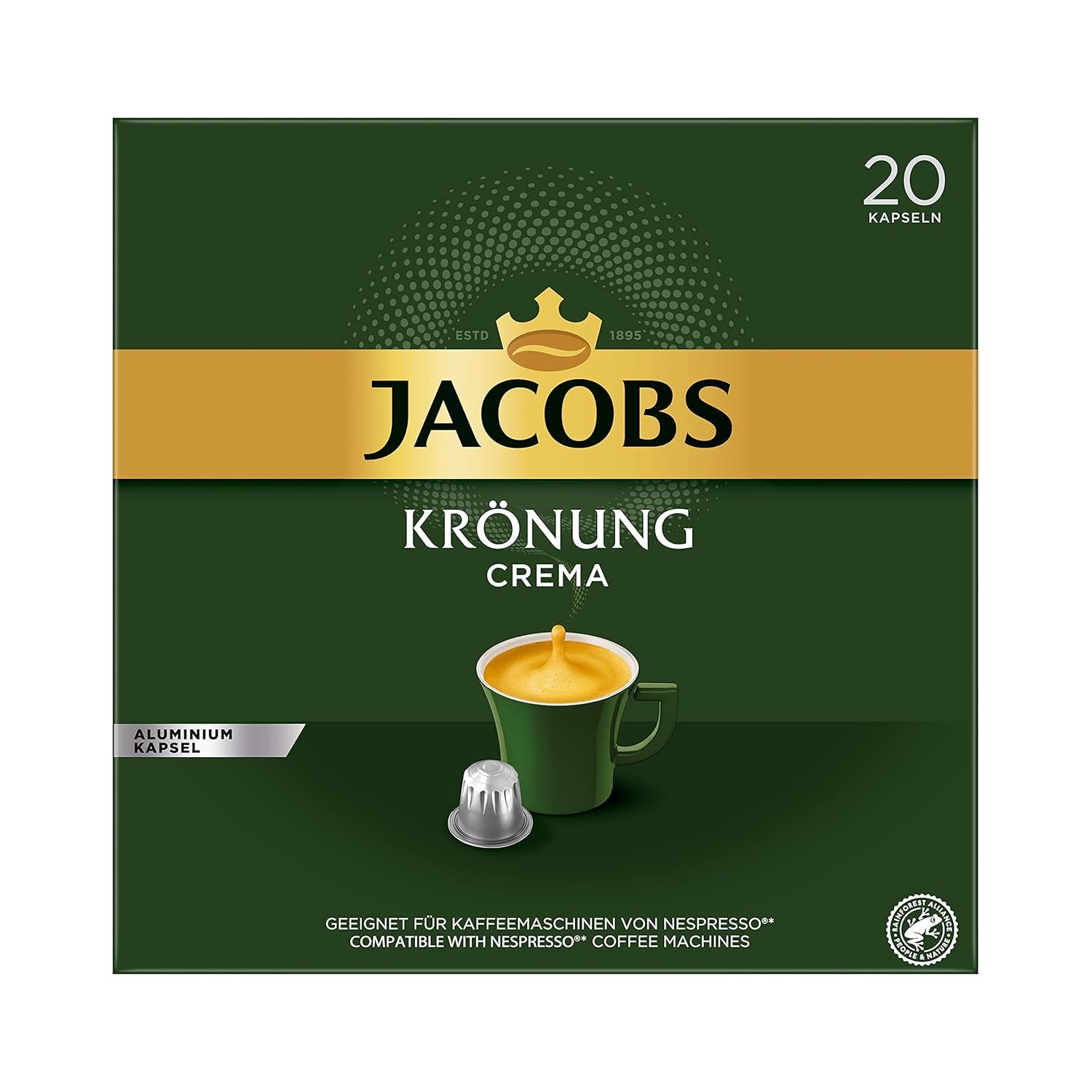 Kaffeekapseln Espresso Intenso, Intensität 10 von 12, 10 x 20 Getränke & Kaffeekapseln Krönung Crema, 200 Nespresso kompatible Kapseln, 10er Pack, 10 x 20 Getränke, 1040 g
