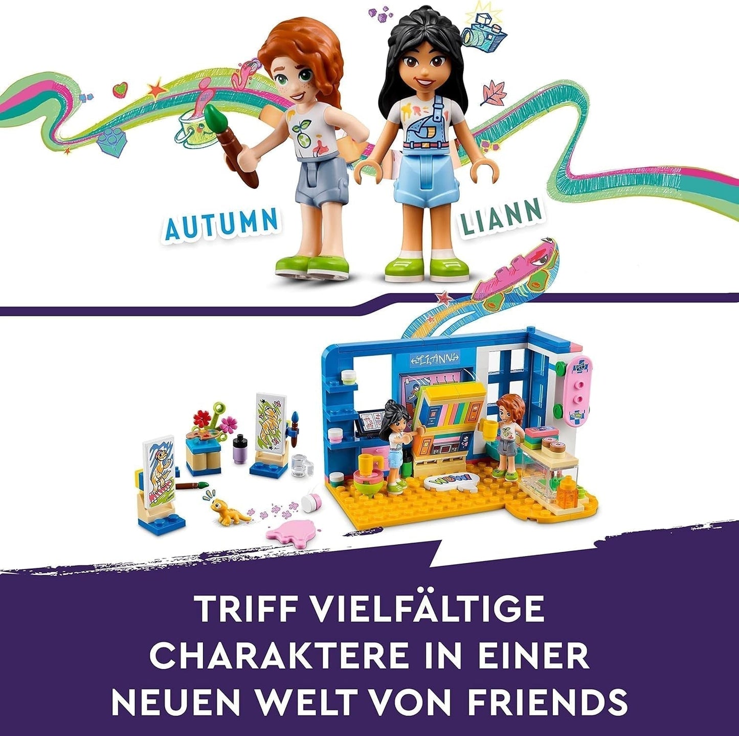 LEGO 41739 Friends Camera lui Liann, mini jucărie cu tematică artistică, cadou mic de colecție cu mini păpuși Liann, Autumn și Pet din seria 2023 Seturi de constructie Besuche den LEGO-Store