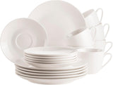 MÄSER 934105 Seria Belmira, serviciu clasic de cafea pentru 6 persoane, set de cafea cu 18 piese, atemporal, elegant, delicat, porțelan, alb