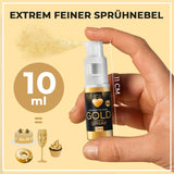 Spray colorant alimentar He-Ju, auriu, 10 g, pudră de aur comestibilă, vegană și fără E171, sclipici comestibil pentru băuturi