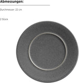 MÄSER Seria Unico, Set de veselă pentru 2 persoane, Atemporal, Elegant, Serviciu de masă din ceramică cu 8 piese, Gresie, Antracit