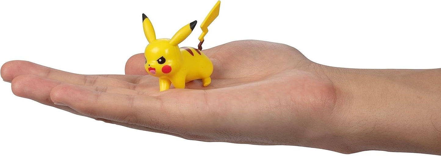 Pokémon Battle Ready! Set de figurine 6 piese - 11.4 Cm Ash & Launching Pikachu, 5.1 Cm Charmander, Rowlet, Piplup, Zorua - Licențiat oficial - Cadou de Paște pentru copii, băieți, fete Action figures Naty Shop