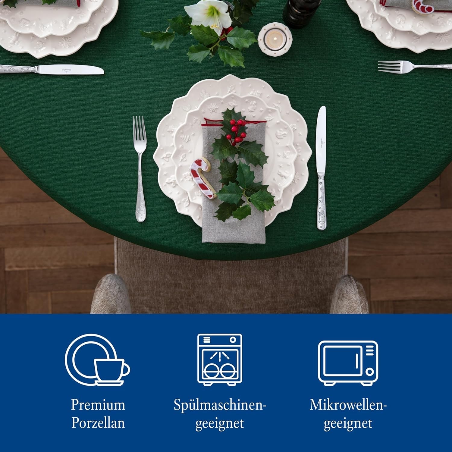 Villeroy & Boch – Set de veselă Toy's Delight Royal Classic cu 8 piese, alb, potrivit pentru mașina de spălat vase și cuptorul cu microunde, farfurii, set de veselă pentru 4 persoane, veselă de Crăciun, jucării, porțelan premium