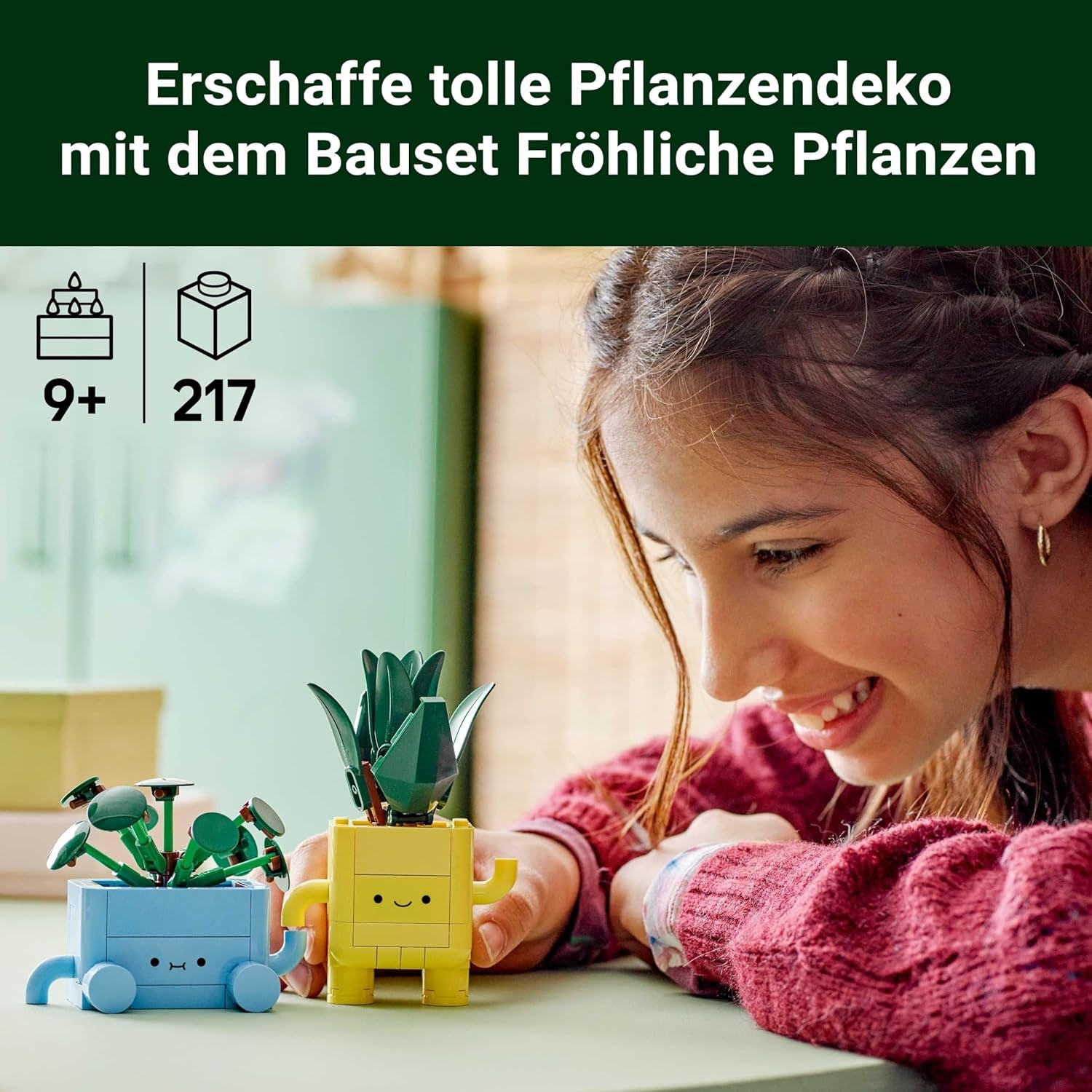 LEGO Botanicals Happy Plants - Set de bricolaj pentru copii cu 2 flori artificiale și 2 ghivece de flori colorate cu fețe de desene animate - Idee de cadou pentru fete de la 9 ani - 10349 Seturi de constructie Besuche den LEGO-Store
