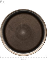 MÄSER 934020 Seria Niara, Set de veselă modern pentru 6 persoane într-un aspect vintage incitant, Set de mic dejun din ceramică cu 18 piese, gri și negru, Gresie
