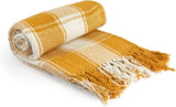 Frisco throw, Bumbac reciclat, Tradițional, Cu carouri, Pentru scaun, canapea, canapea, arunca, pătură, Antracit, 127 X 152 Cm Paturi si Cuverturi Emma Barclay Ocru 70X100" (178X254Cm)