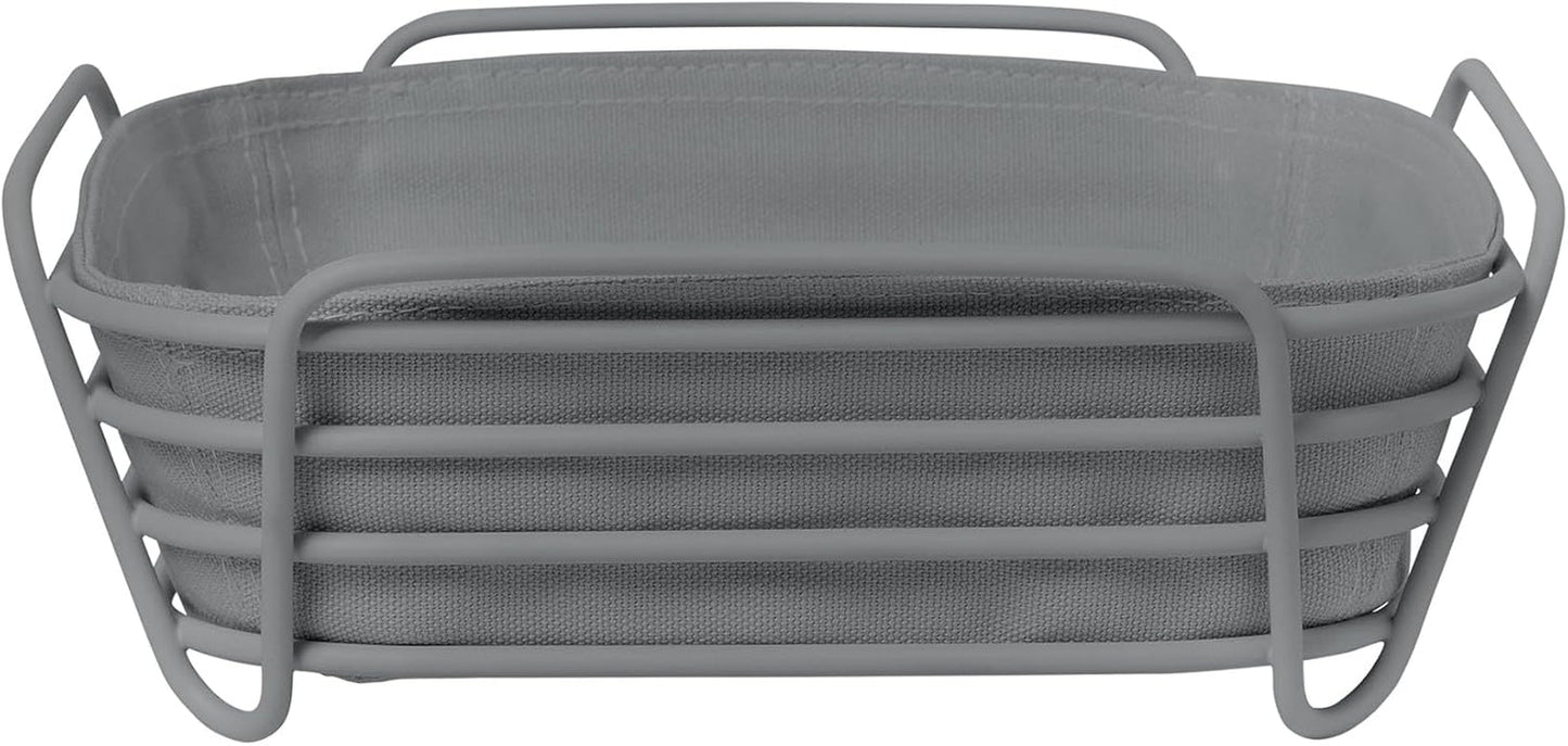 Blomus -DELARA- coș de pâine mărimea L, pătrat, pungă detașabilă din material textil, design elegant, 26 x 26 cm, culoare Moonbeam (64075) Cutii depozitare alimente Naty Shop Piele de rechin O mărime