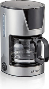 Espressor cu filtru Cloer pentru 6 cești, funcție delicată de menținere la cald, carafă din sticlă, lingură de măsurat, indicator al nivelului apei, sistem anti-picurare, oprire automată, dimensiune filtru 1x2, 550 W, oțel inoxidabil