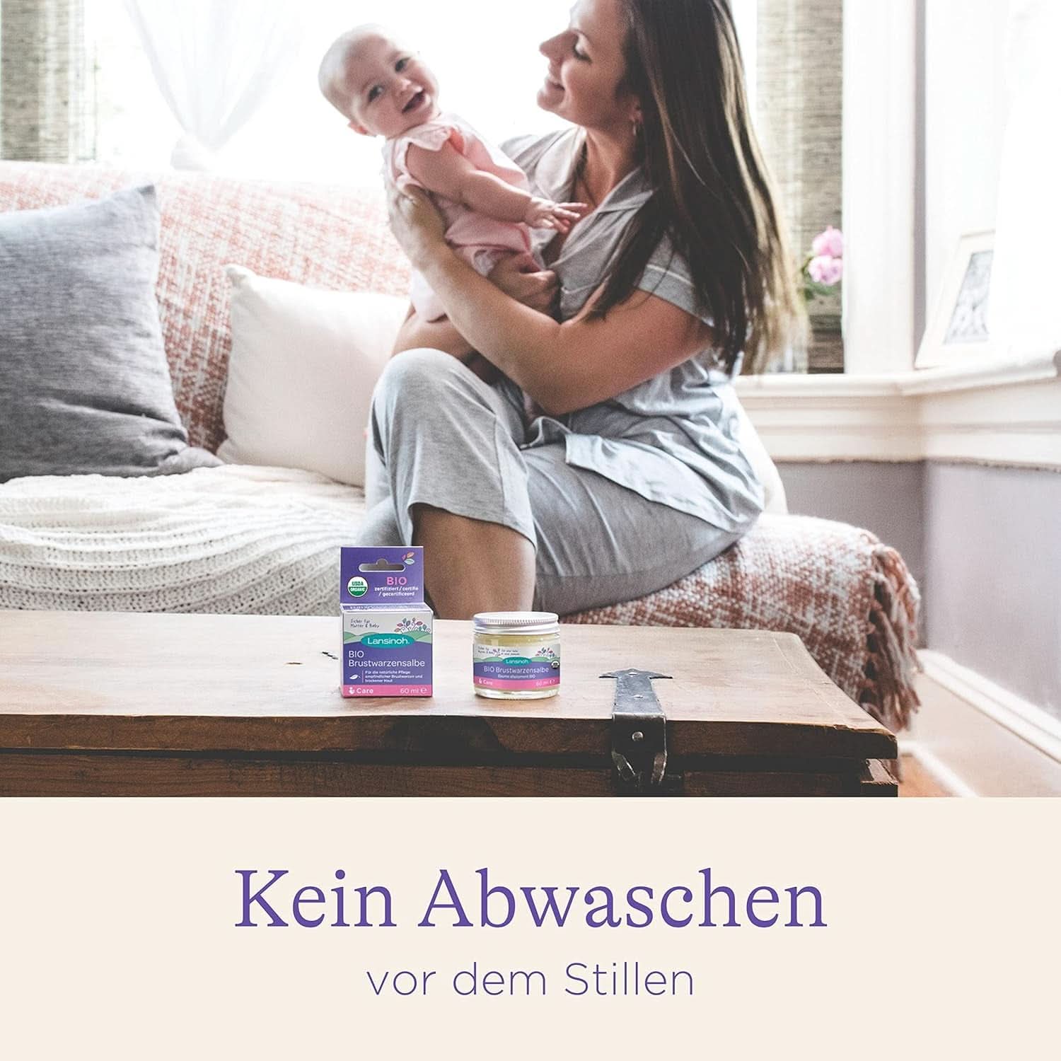 Lansinoh BIO Brustwarzensalbe, 60 Ml - Natürliche Pflege Empfindlicher Brustwarzen Und Trockener Haut - Klimaneutral Accesorii Hrana si Alaptare Bebe Naty Shop