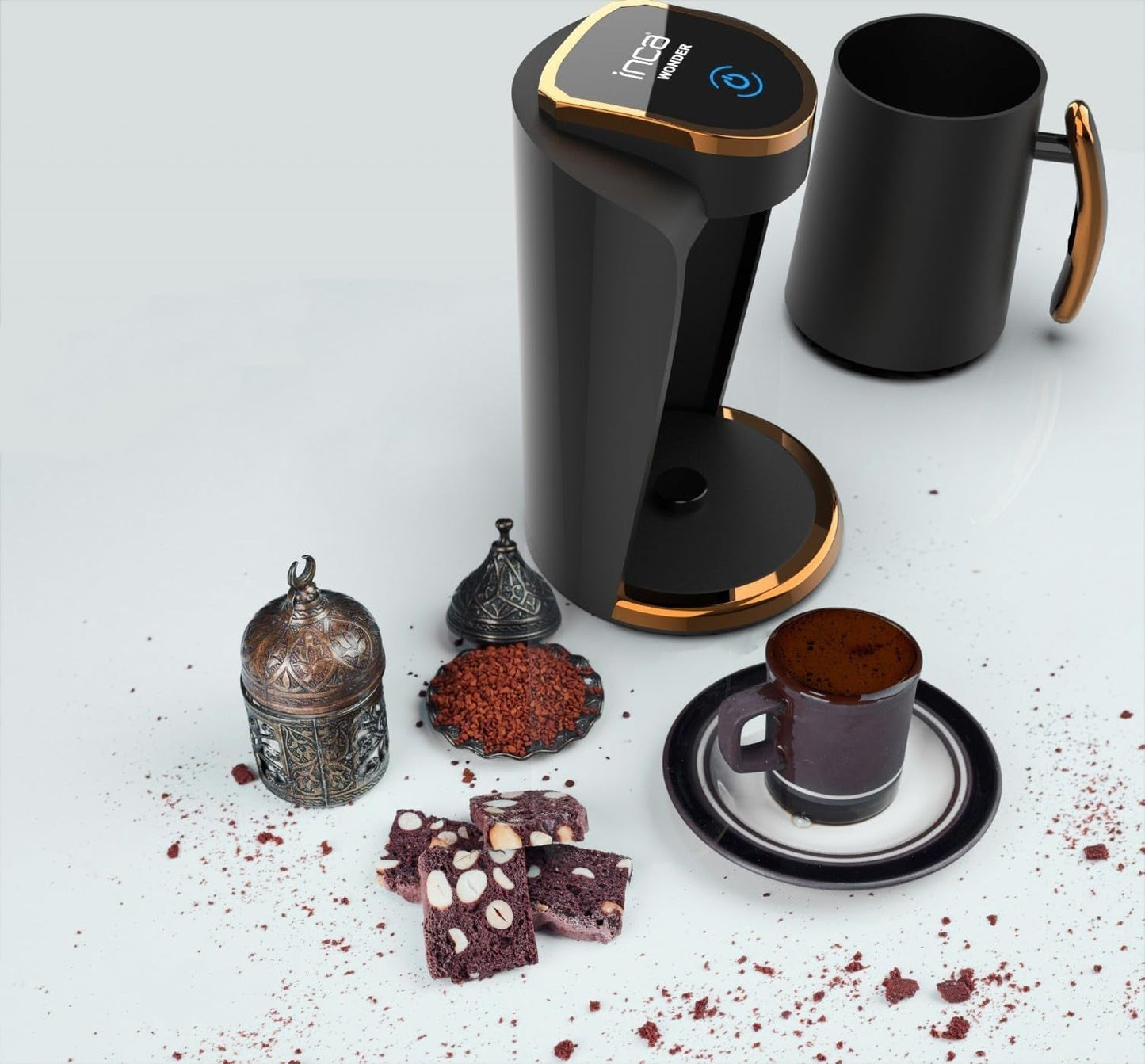 Cafetieră turcească Inca | Türk Kahve Makinesi | 250ml (1-4 cești) | 400W | IKM-01 | Protecție împotriva revărsării și fierberii fără apă | Placă de încălzire din oțel inoxidabil | Oprire automată | Pentru o cafea turcească perfectă