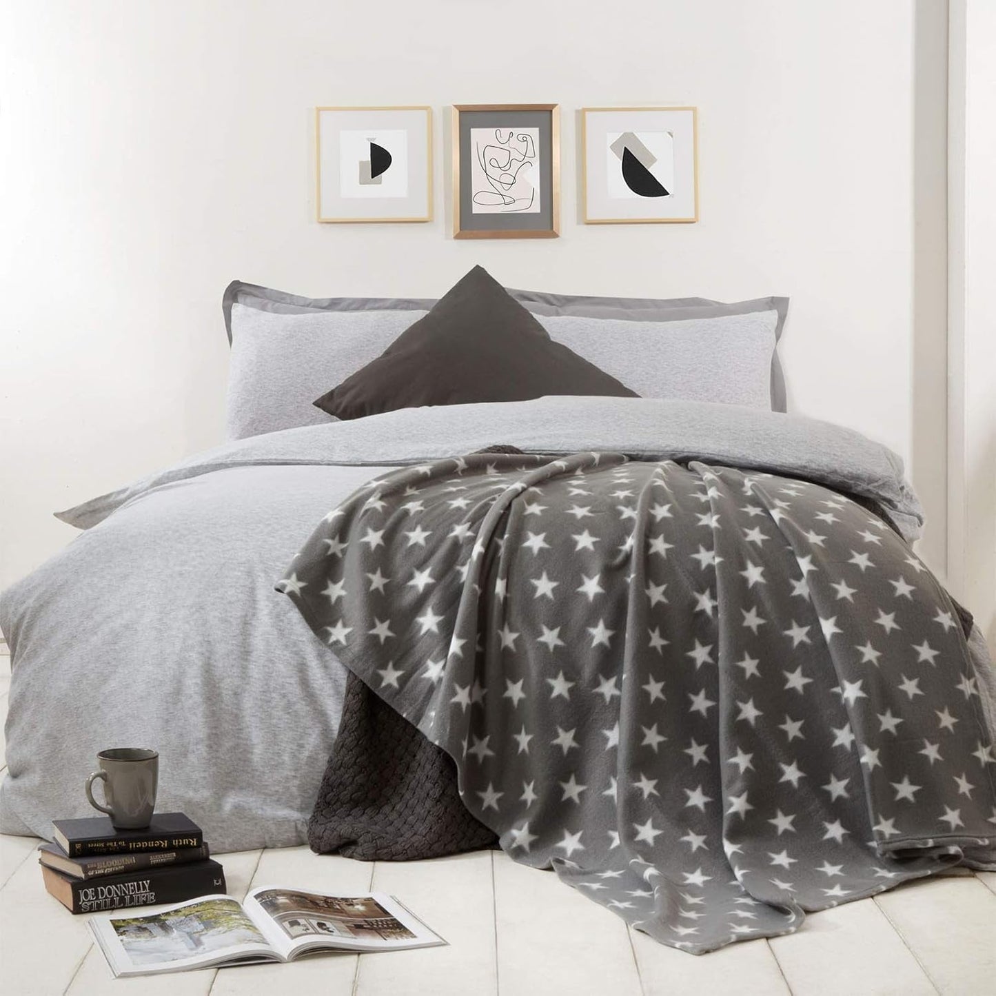 DREAMSCENE pătură confortabilă pătură pufoasă pătură fleece - living pătură cald iarna moale, canapea pătură, pătură canapea, pătură cuddly copii, living & pături cuddly 120X150Cm, canapea arunca pătură gri stele Paturi si Cuverturi Besuche den DREAMSCENE-Store