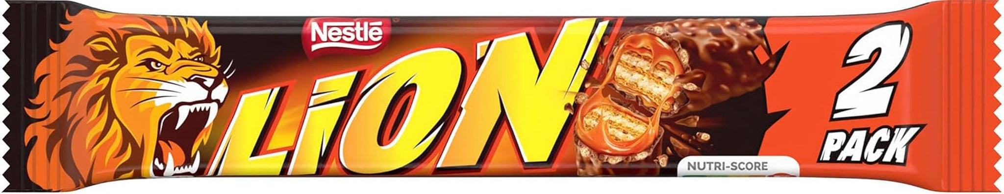 Baton de ciocolată Nestlé LION cu caramel, gustare crocantă, ciocolată crocantă și chipsuri crocante, umplutură de caramel, o experiență specială de îmbucătură, pachet multiplu, pachet de 28 (2 x 30g fiecare)