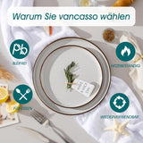 Set de veselă din gresie pentru 6 persoane, Vancasso LOIRE, serviciu de cină cu 18 piese pentru 6 persoane, gri modern, include bol, farfurie de desert și farfurie de cină, potrivit pentru cuptorul cu microunde și mașina de spălat vase
