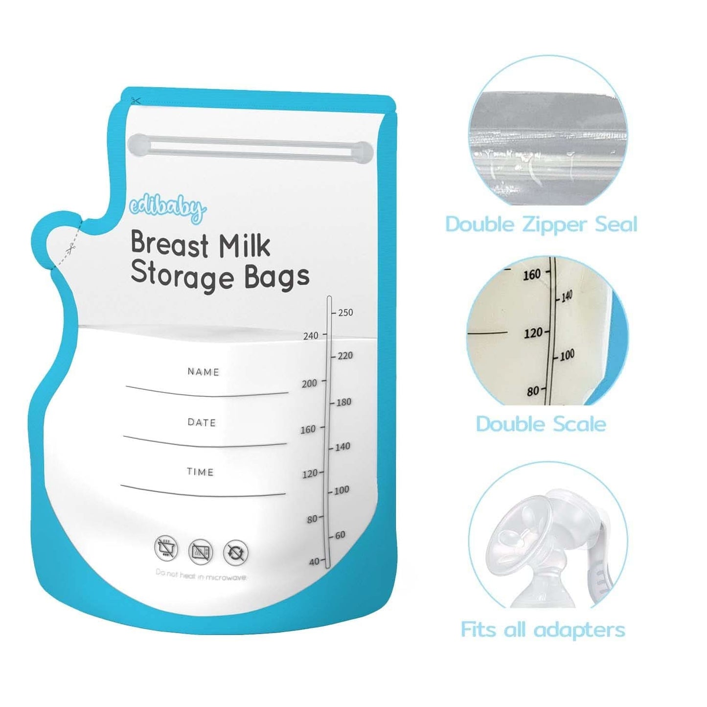 Edibaby, Pungi pentru lapte matern, 100 bucati, Sterilizate, fără Bpa Accesorii Hrana si Alaptare Bebe Naty Shop