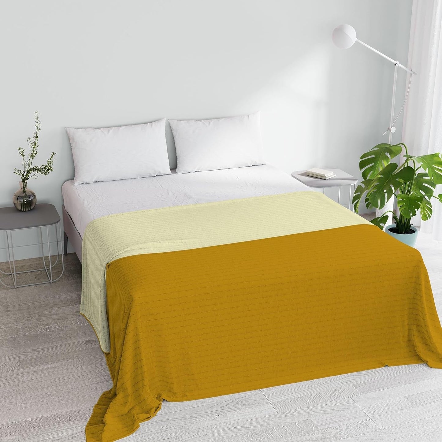 Plapumă de vară Summer din microfibră, portocaliu/rugină, pentru pat dublu 250 X 250 Cm Plapumi si pilote Naty Shop Muștar/crem Matrimonial 250X250Cm