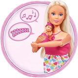 Simba 105733480 - Steffi Love Baby Backpack, păpușă gravidă cu bebeluș și sunete grozave, accesorii pentru bebeluși și suport pentru bebeluși, roz Papusi Naty Shop