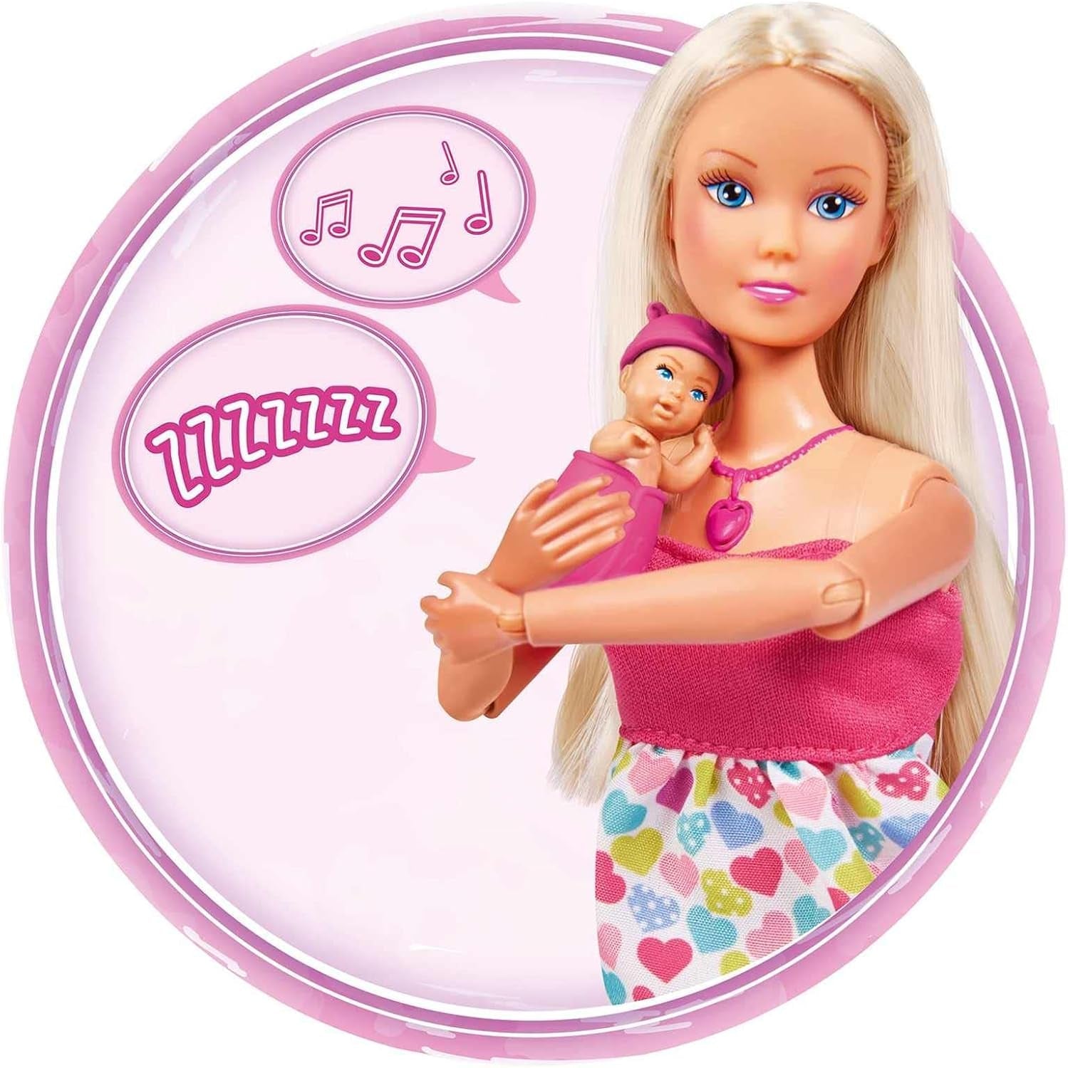 Simba 105733480 - Steffi Love Baby Bliss, Păpușă însărcinată cu bebeluș și sunete grozave, accesorii pentru bebeluși și marsupiu