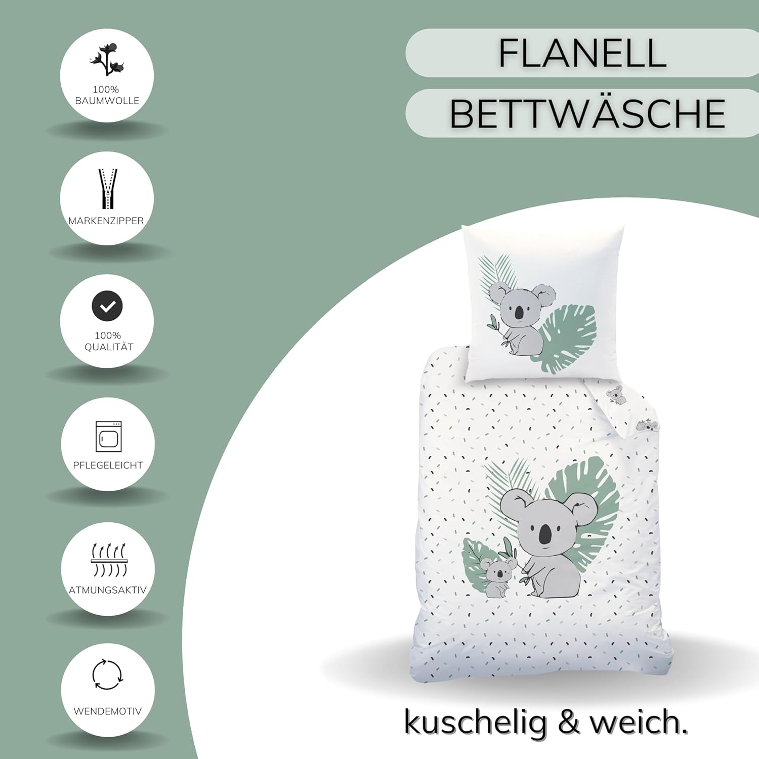 Lenjerie de pat pentru copii, Ursuletul Koala, unisex, 100% bumbac Lenjerie de pat - copii Naty Shop
