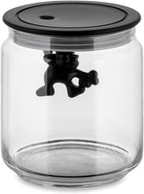 Borcan de bucătărie Alessi "Gianni" din sticlă cu capac sigilat, rășină termoplastică, negru, 27,5 x 13,5 x 28 cm Cutii depozitare alimente Naty Shop Sticlă , Negru 12cm