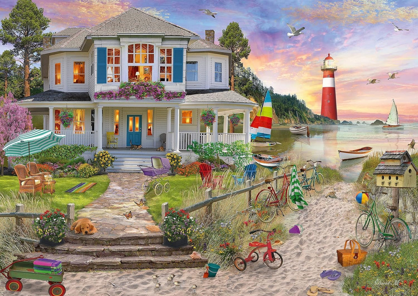 Schmidt Spiele Casa de pe plajă, puzzle jigsaw 1.000 piese Puzzle Naty Shop