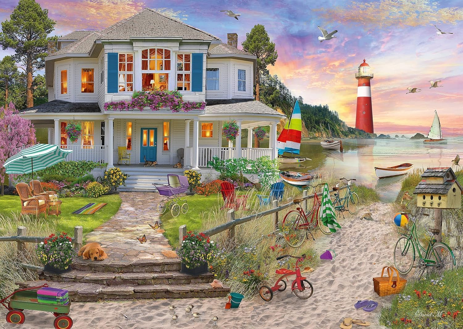 Schmidt Spiele Casa de pe plajă, puzzle jigsaw 1.000 piese Puzzle Naty Shop