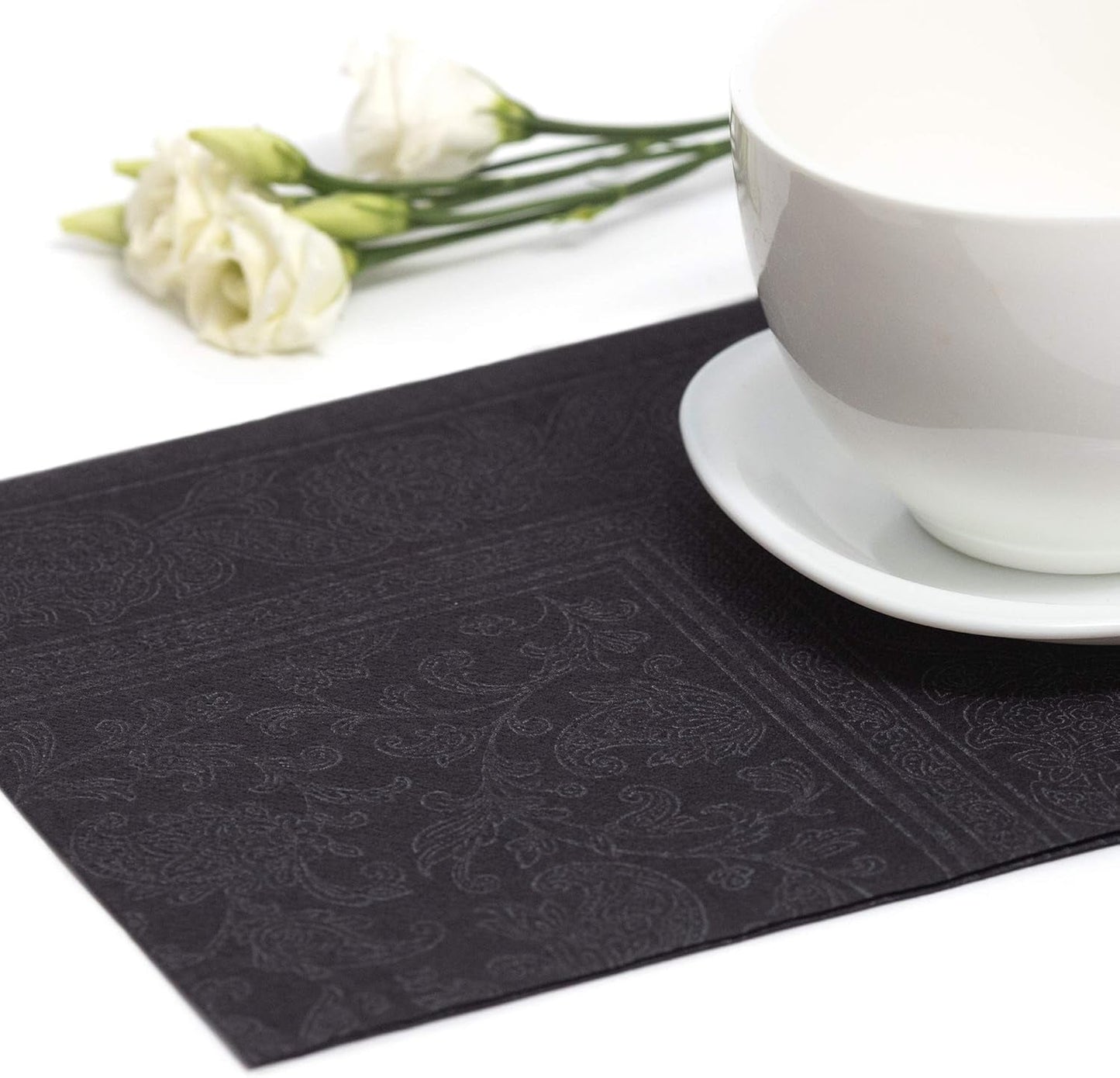 50 șervețele ROYAL Collection 1/4-fold 40 X 40 negru "Ornamente"